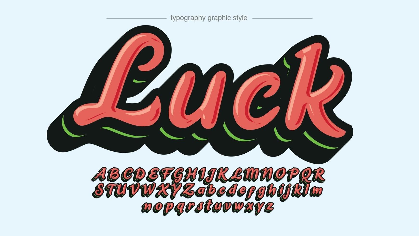 red and green bold 3d calligraphy artistic font vector