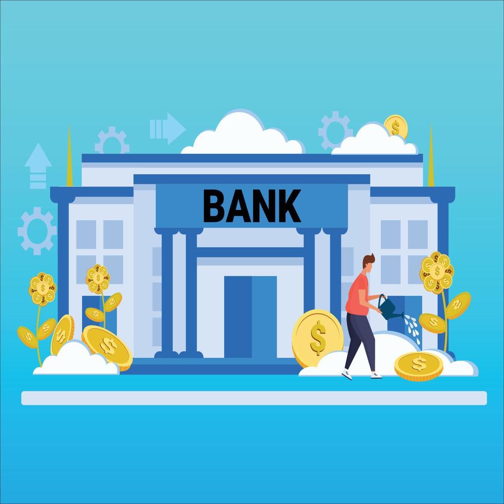banking web design concept with people characters Pro Vector