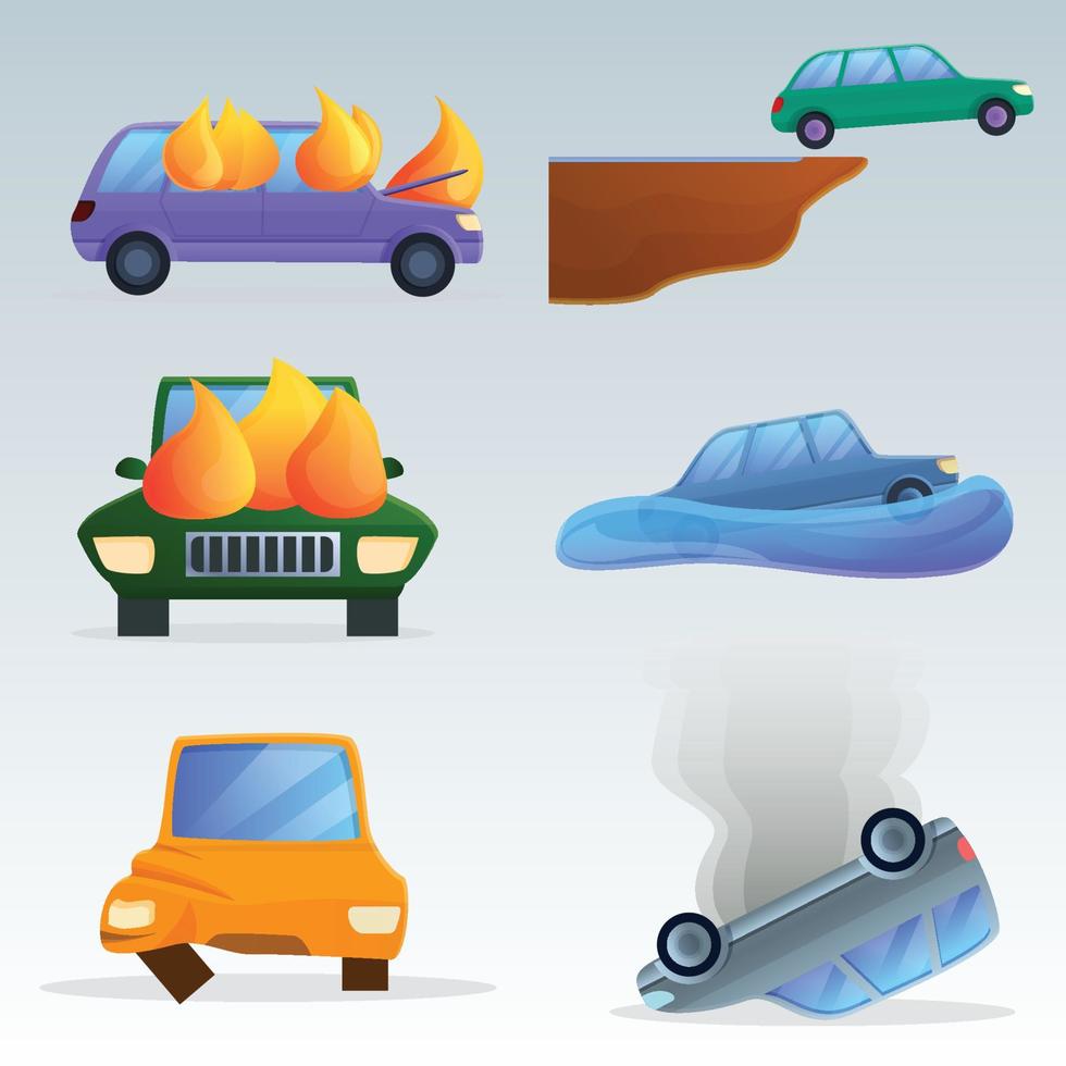 design with wrecked cars isolated Free Vector for Graphics