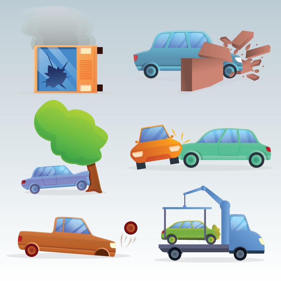 Set car accident free vector