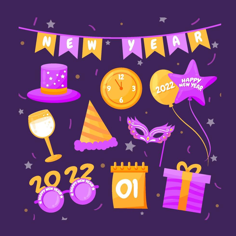 Purple and Yellow Cauntdown Sticker vector