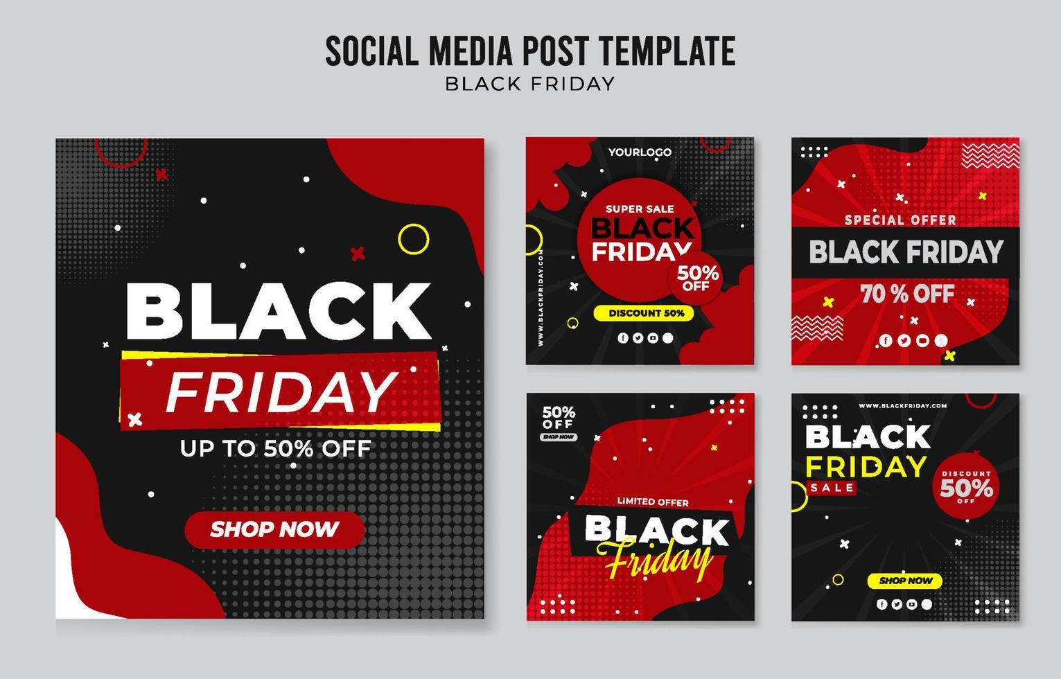 Black Friday Social Media Post Template Design vector