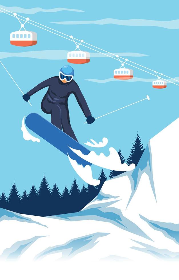 Winter Sport Scenery with Winter Panorama vector