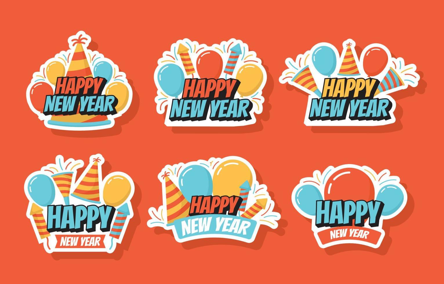 New Year Sticker Collection vector