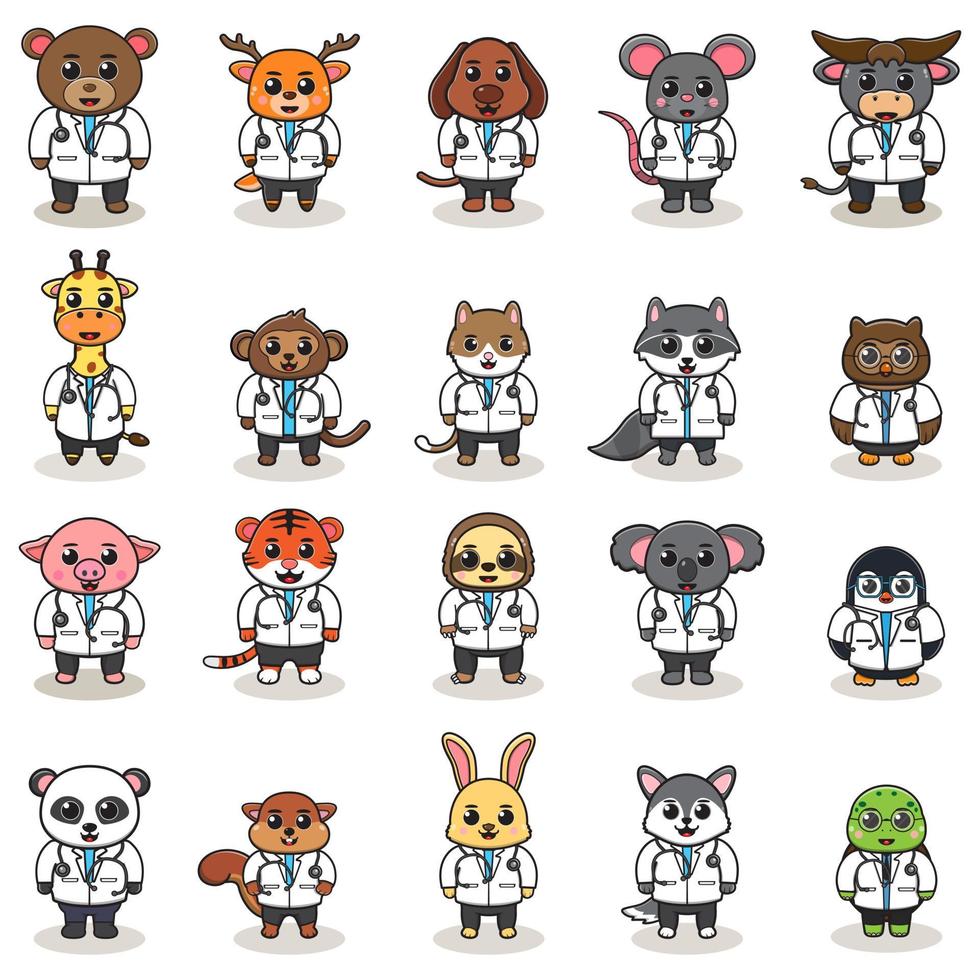 Vector illustration of Cute Character Cartoon of Animal Doctor.