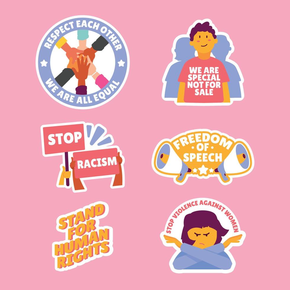 Human Rights Sticker Set vector