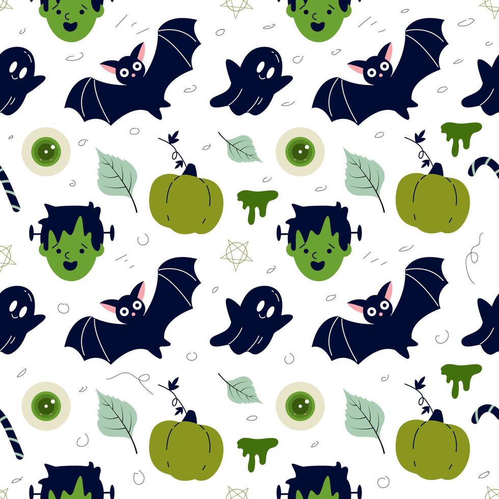 Cute monster costume party Halloween seamless pattern vector