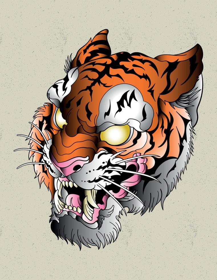 tigre tatuaje de la vieja escuela vector