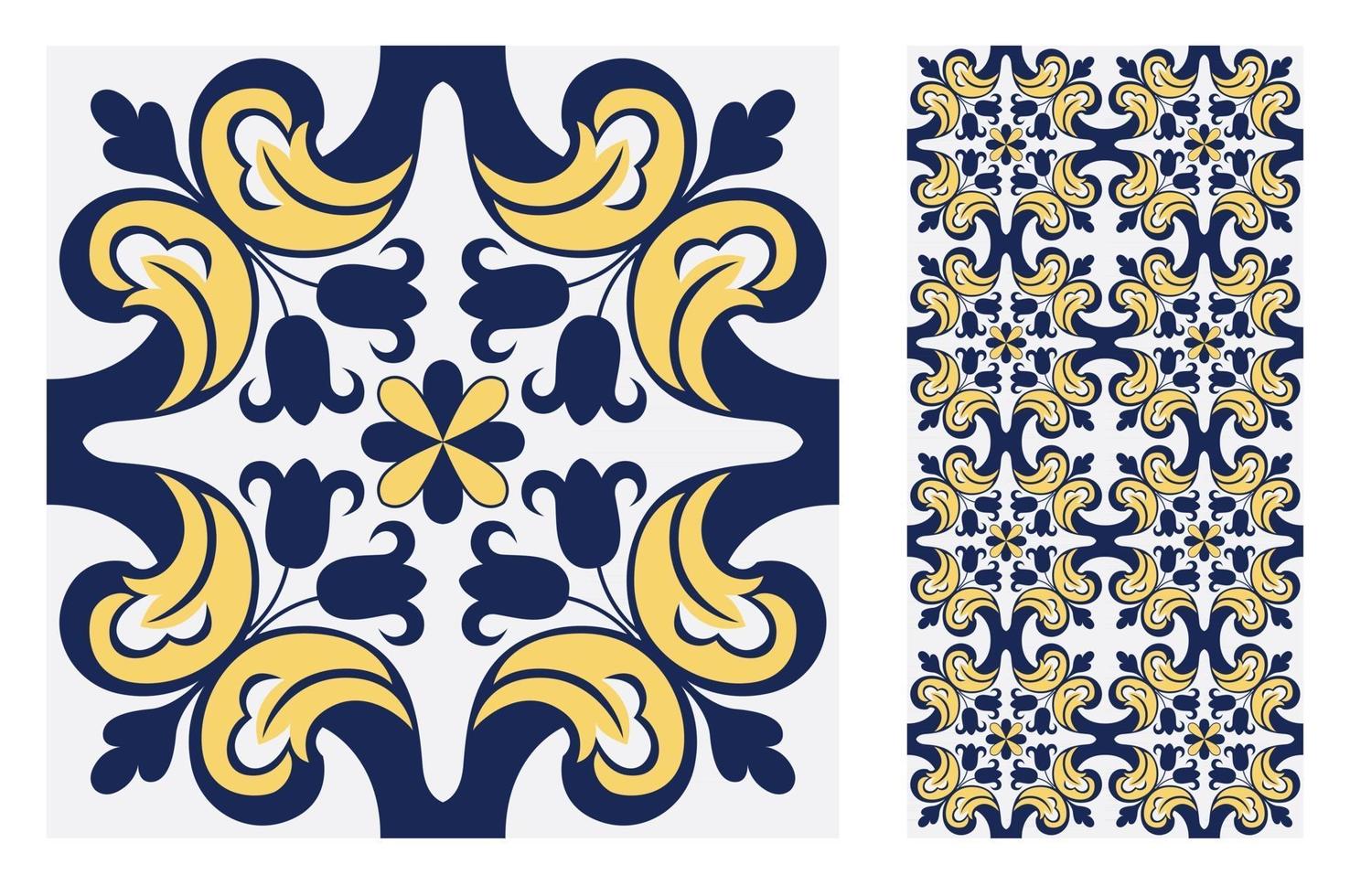 vintage tiles patterns antique seamless design vector
