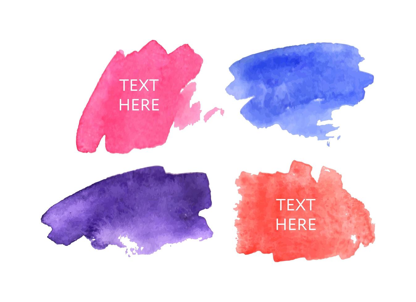 Vector watercolor ink spot. Set brush stroke on paper texture. Dry brush strokes. Abstract composition for design elements