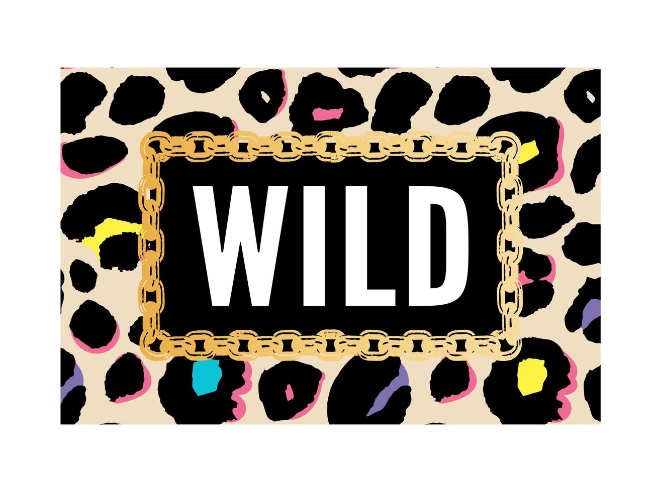 Born to be Wild t-shirt animal slogan fashion print on black background. Pattern with lettering and leopard effect for tshirt and apparel graphics, poster, print, postcard. vector