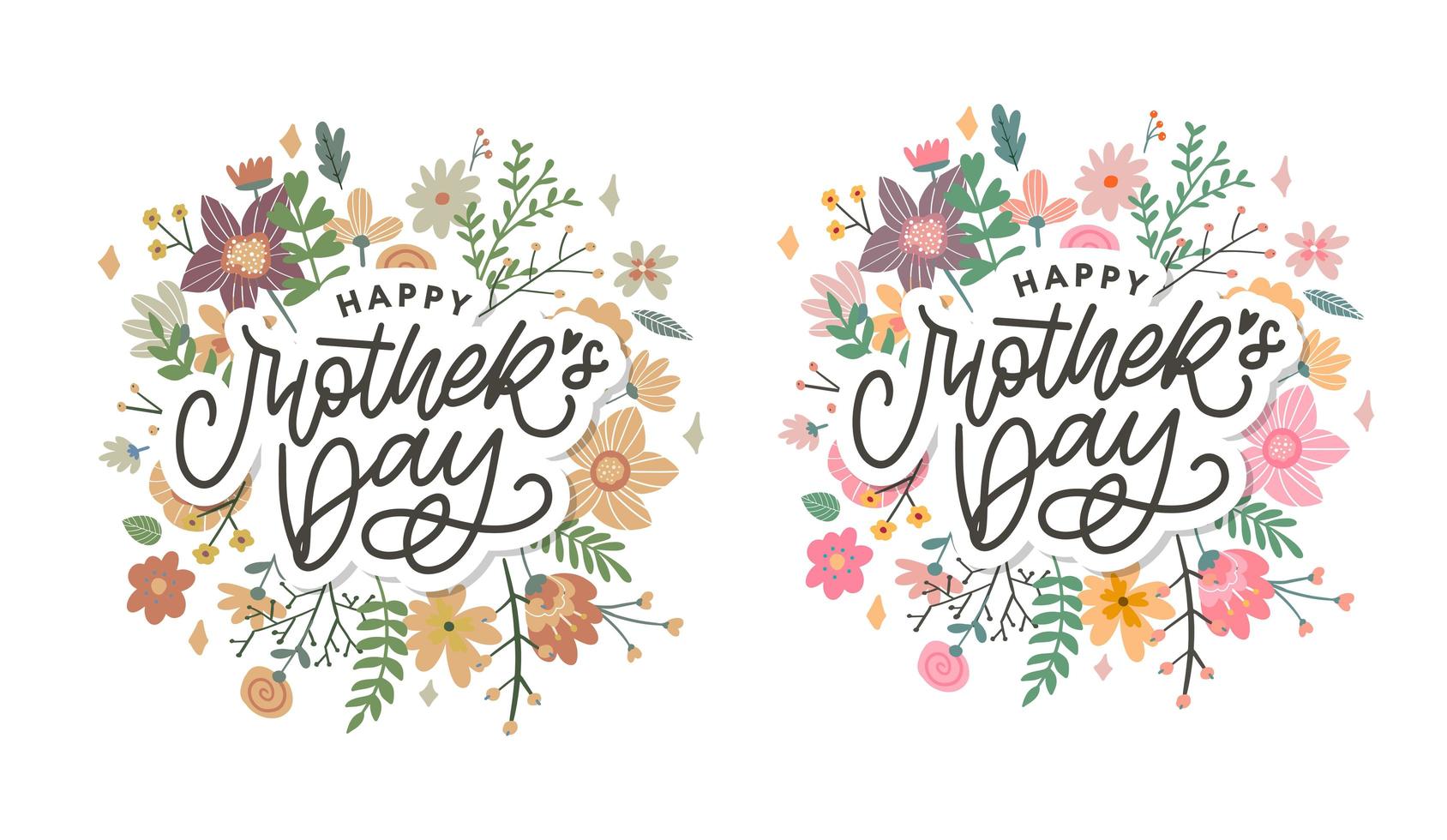 Elegant greeting card design with stylish text Mother s Day on colorful flowers decorated background. vector