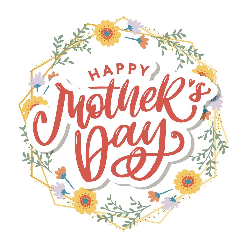 diseño elegante de la tarjeta de felicitación con el día de la madre elegante del texto en el fondo adornado de las flores de colores. vector