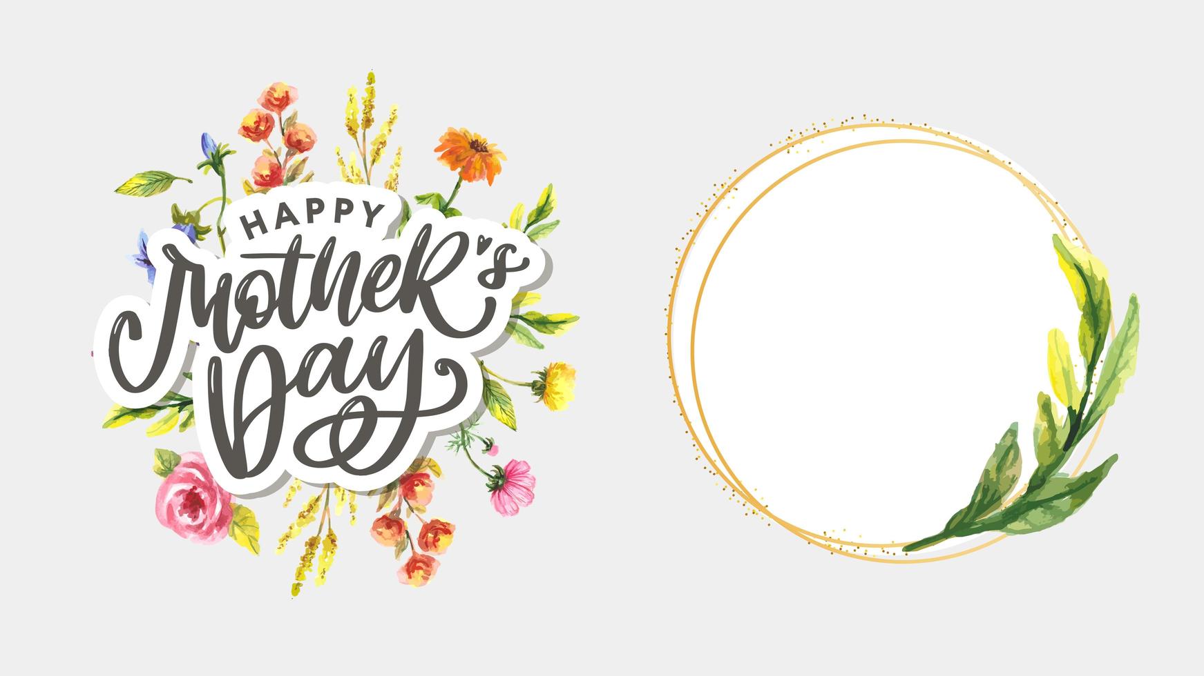 Elegant greeting card design with stylish text Mother s Day on colorful flowers decorated background. vector