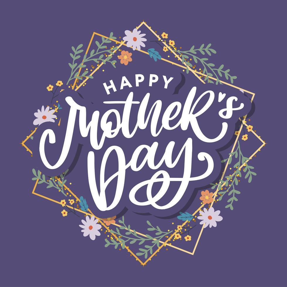 Elegant greeting card design with stylish text Mother s Day on colorful flowers decorated background. vector