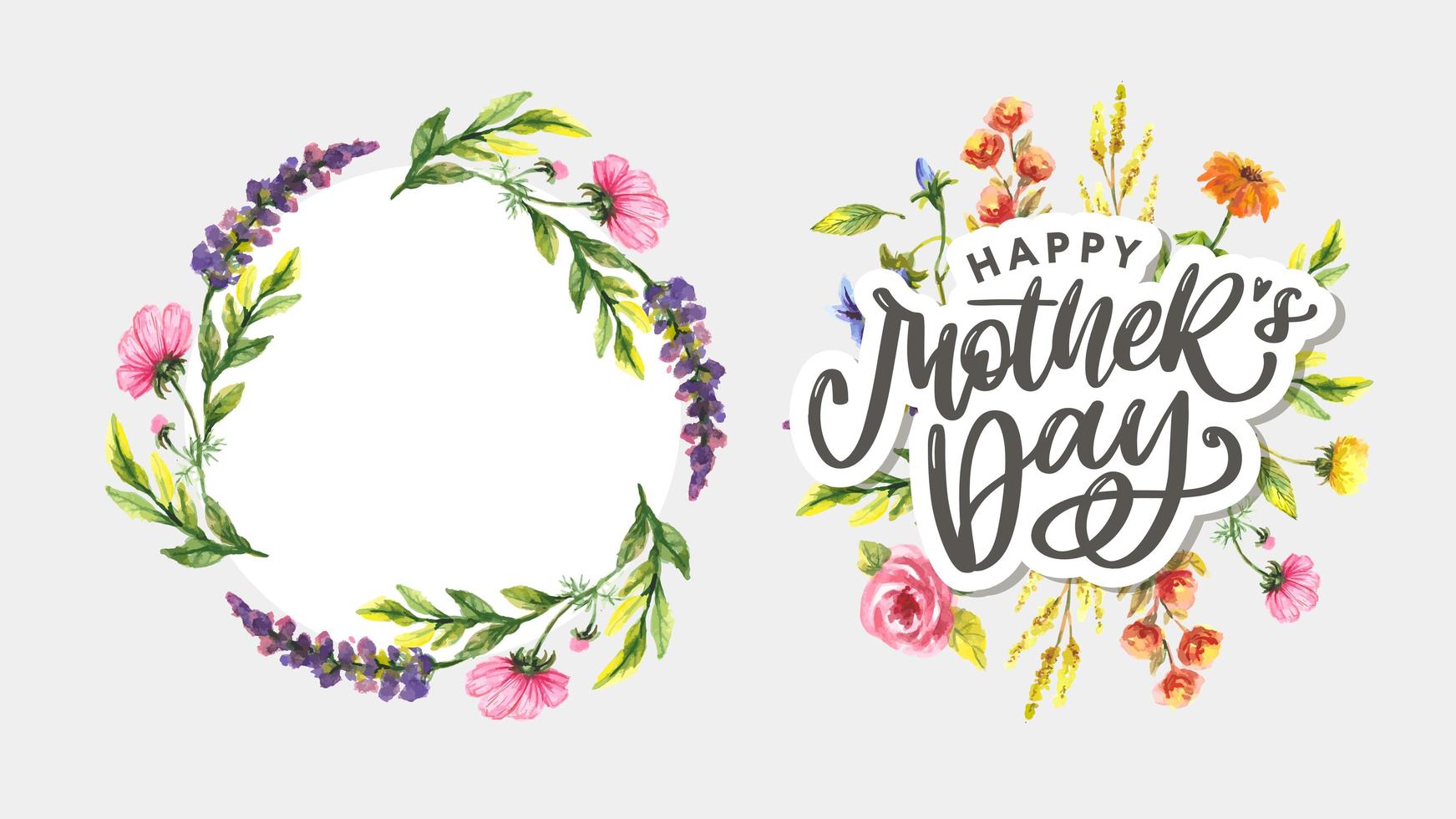 Elegant greeting card design with stylish text Mother s Day on colorful flowers decorated background. vector
