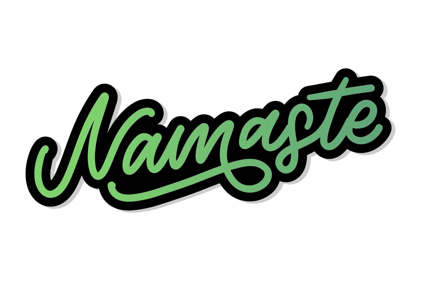 Hand drawn Namaste lettering. Indian greeting, Hello in Hindi. Stylish cursive handwriting, modern calligraphy. Isolated vector illustration.