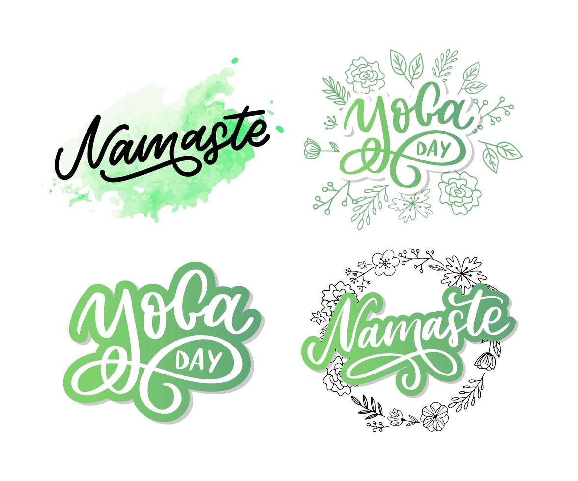 Hand drawn Namaste lettering. Indian greeting, Hello in Hindi. Stylish cursive handwriting, modern calligraphy. Isolated vector illustration.