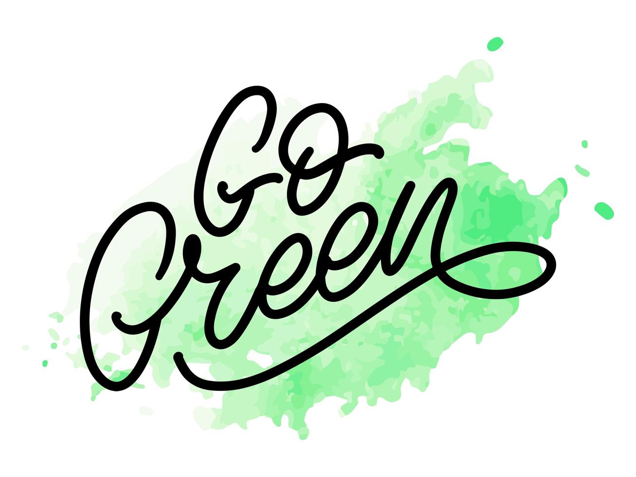 Go Green label, trendy brush lettering, inspirational phrase. Vegetarian concept. Vector calligraphy for vegan shop, cafe, restaurant menu, badges, stickers, banners, logos. Modern typography