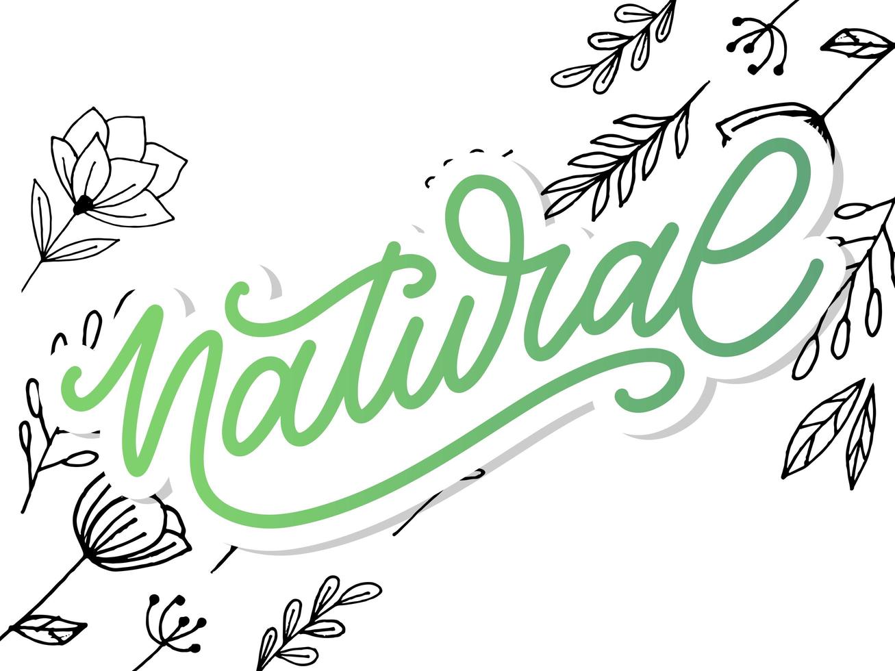 100 Natural Vector Lettering Stamp Illustration slogan calligraphy
