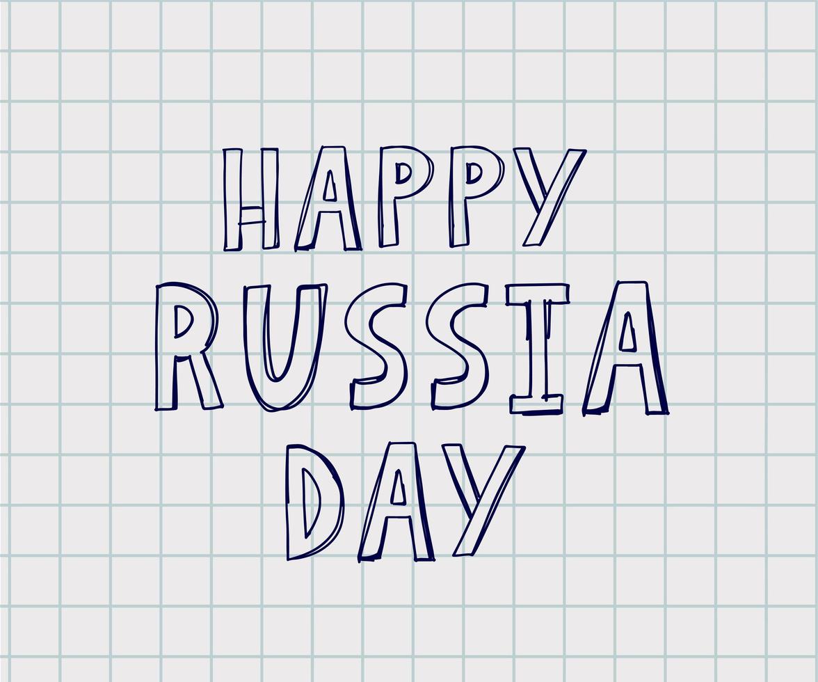 día de rusia, 12 de junio ilustración vectorial. gran tarjeta de regalo navideña. letras y caligrafía en ruso. vector