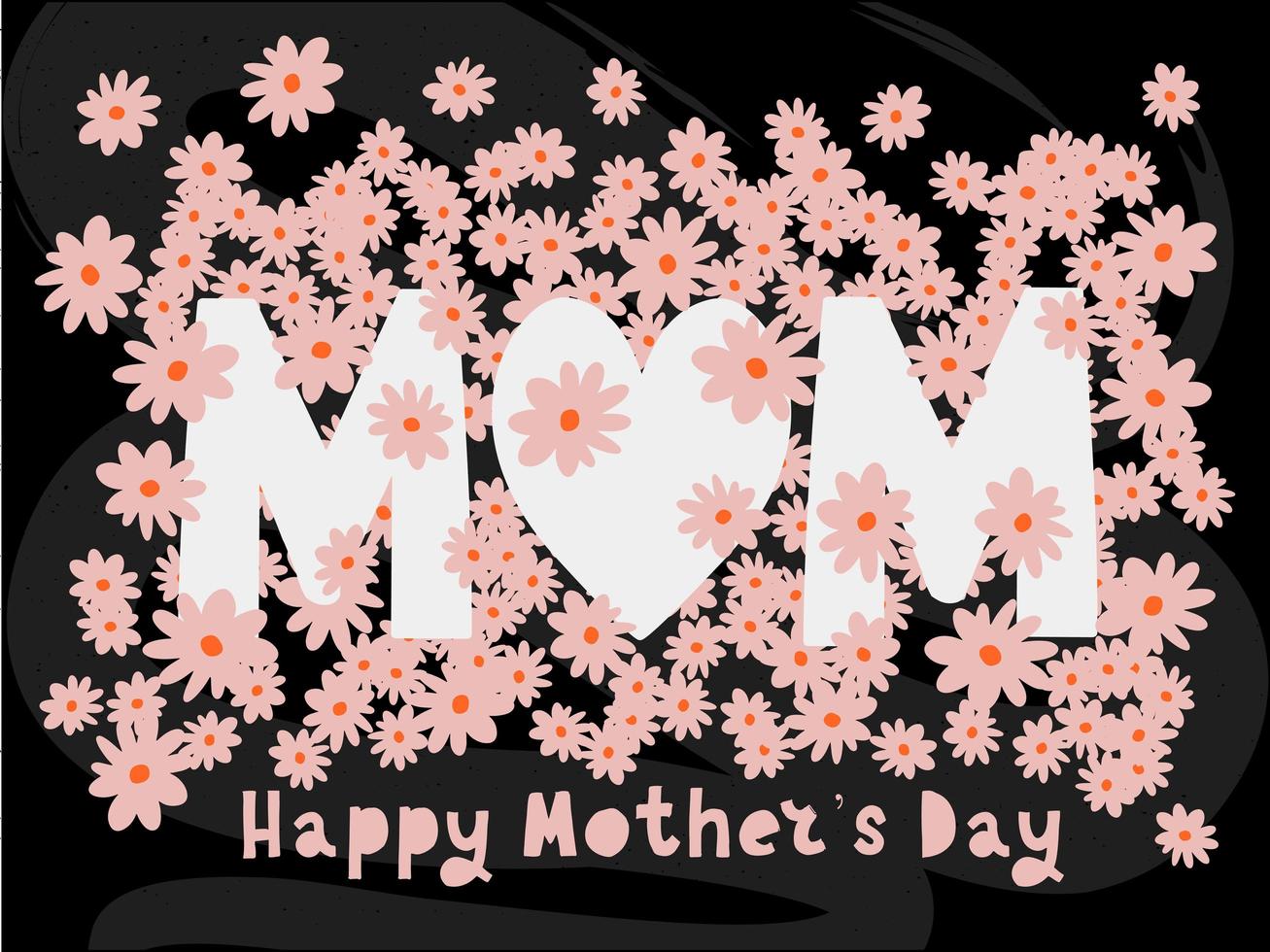 Happy Mothers day greeting card with typographic design and floral elements. Vector illustration. Paper cut style with blooming flowers, leaves and abstract shapes on white background. The best mom.