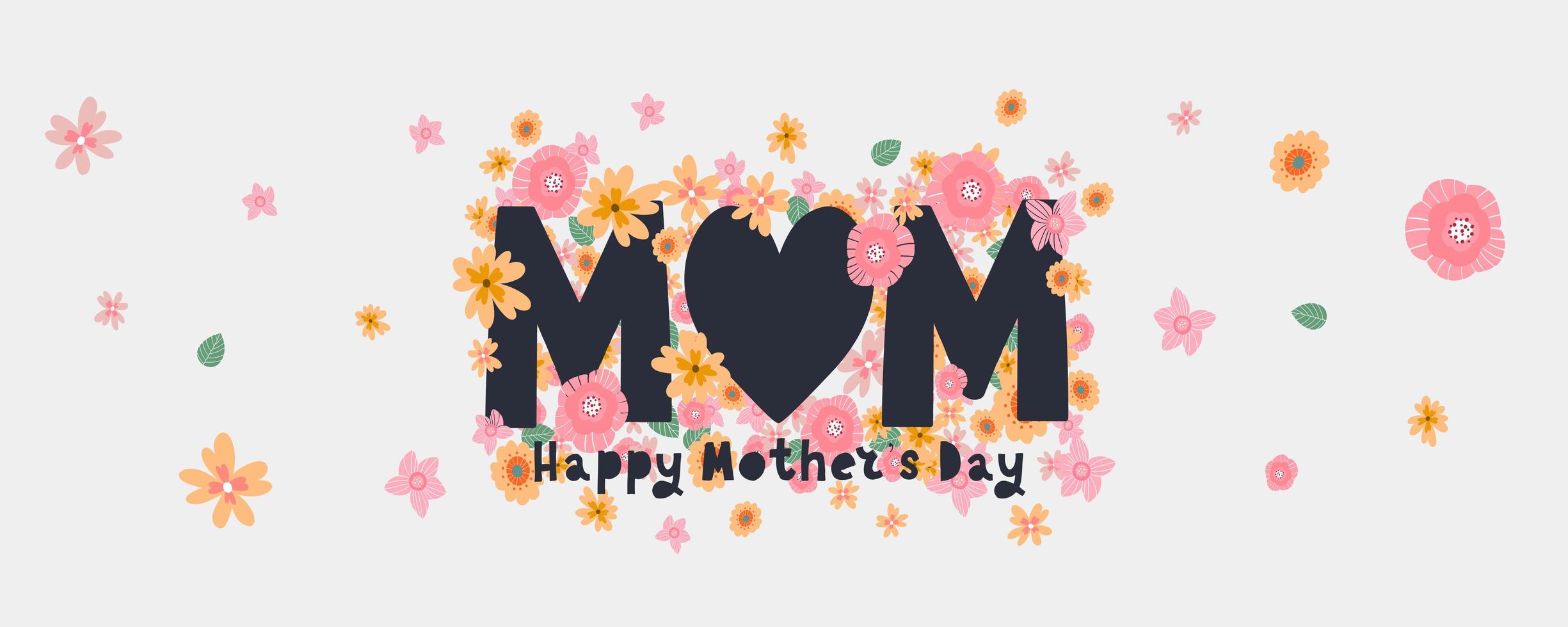 banner de tarjeta de felicitación de feliz día de las madres con diseño tipográfico y elementos florales. ilustración vectorial. la mejor mamá. vector