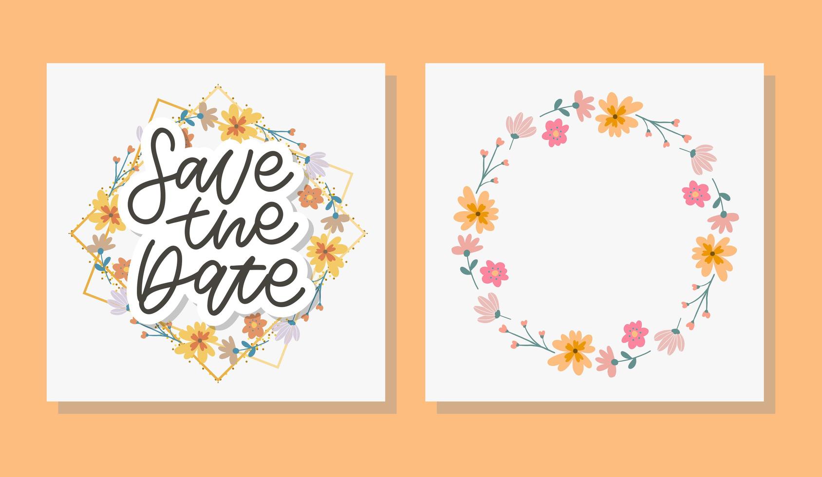 hermosa tarjeta de concepto de primavera. impresionantes flores y pájaros realizados en técnica de acuarela. tarjeta romántica brillante con flores de verano en vector. encantador guardar la fecha de fondo vector