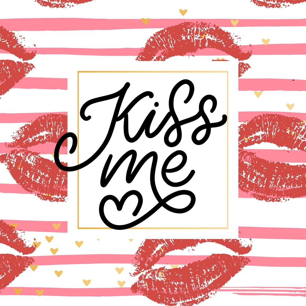 kiss me hand lettering scalable and editable vector illustration lips