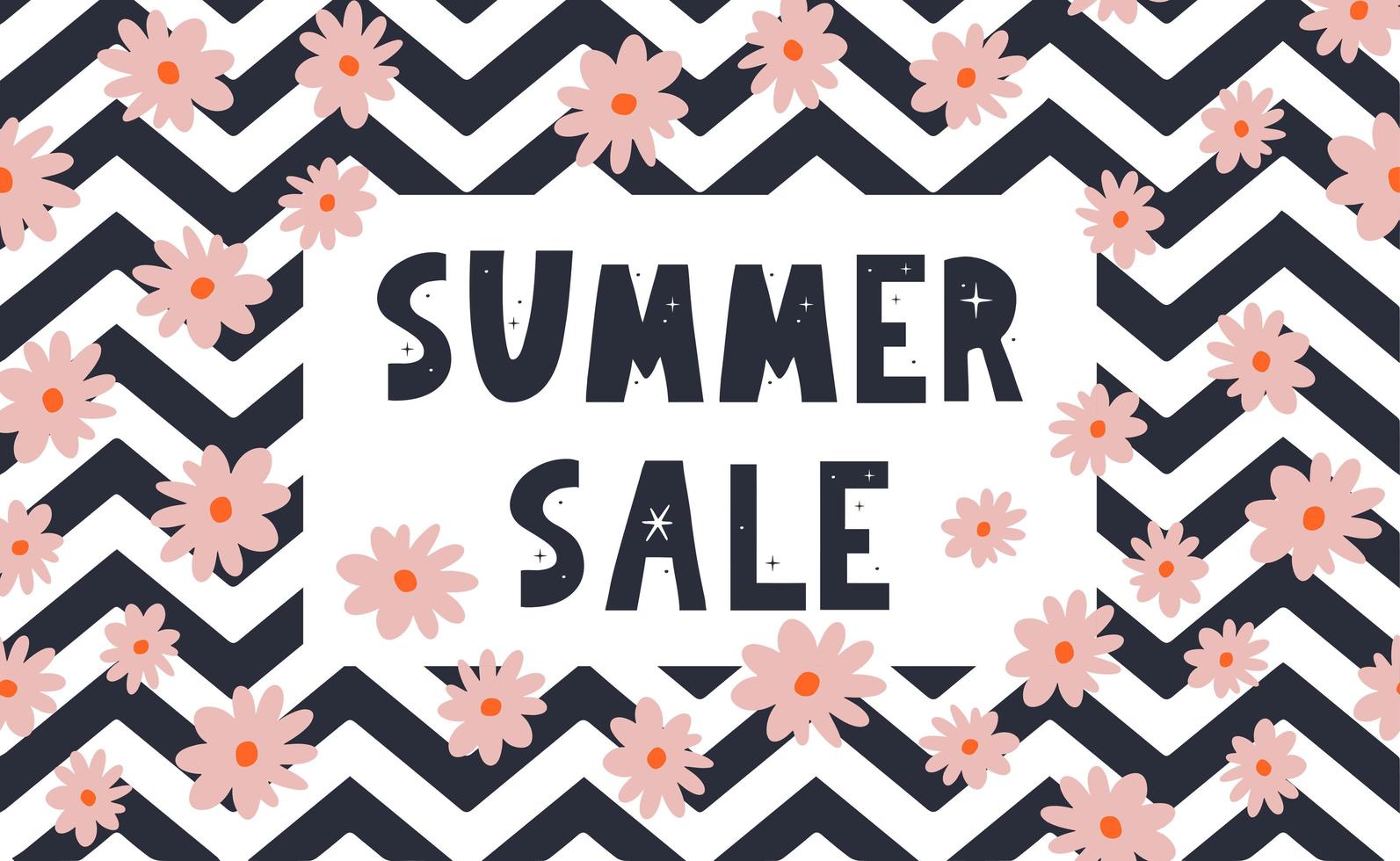 summer sale banner with flowers letter vector