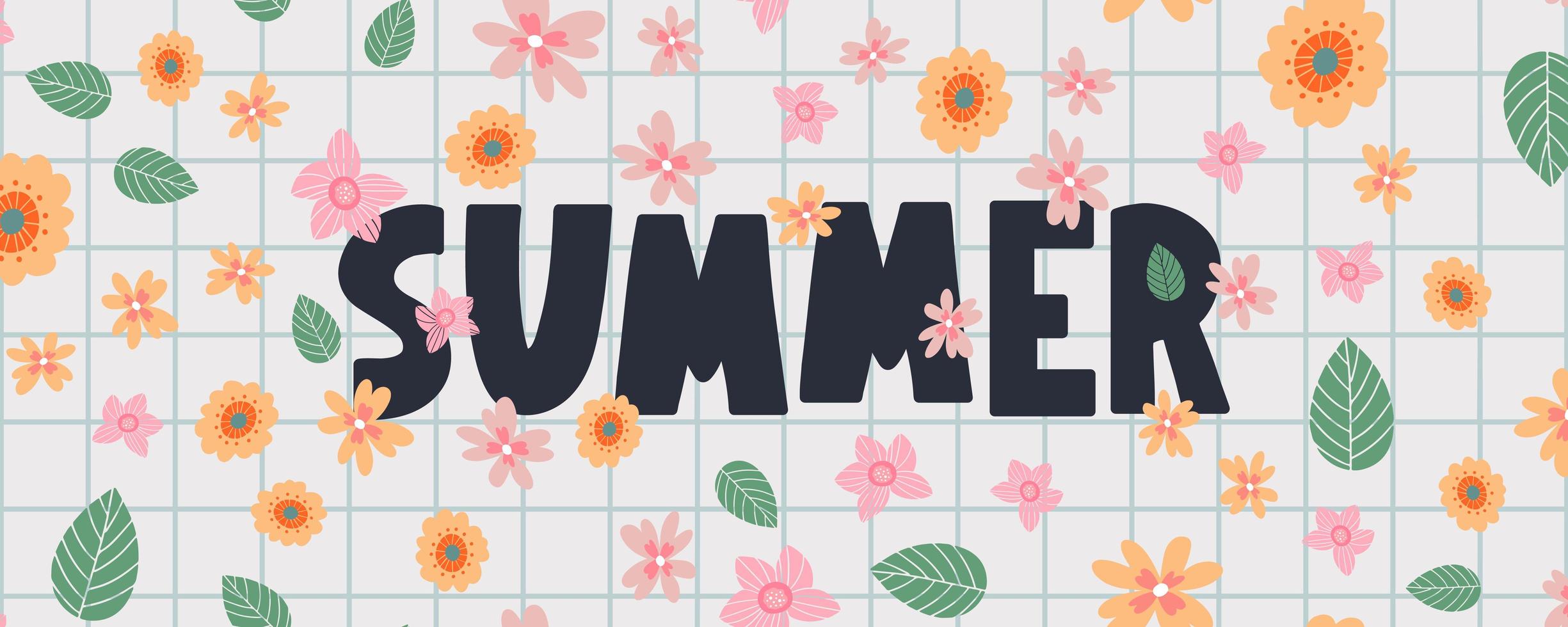 summer sale banner with flowers letter vector