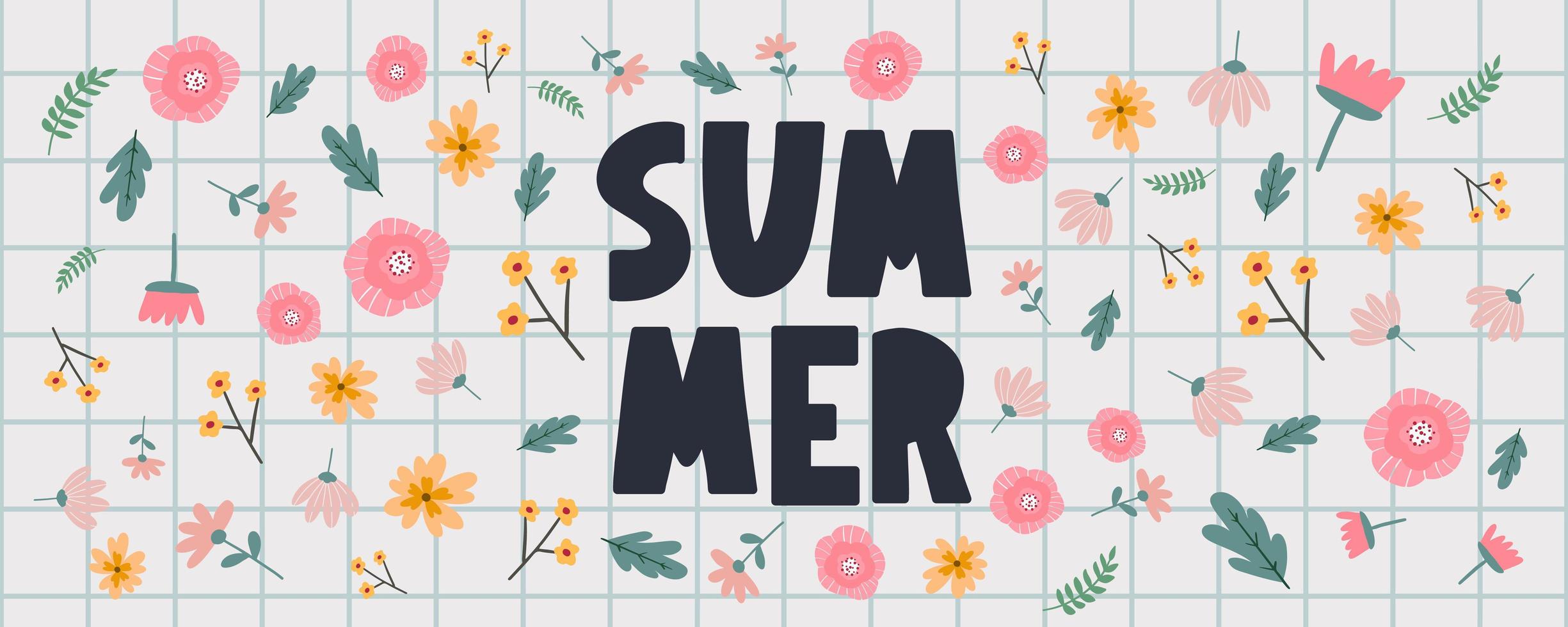 summer sale banner with flowers letter vector