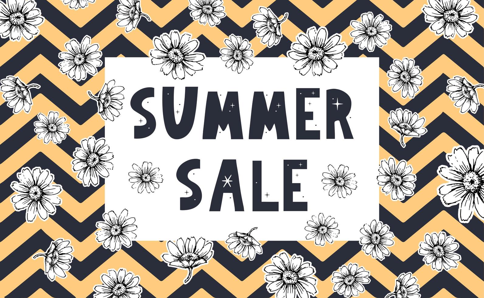 summer sale banner with flowers letter vector