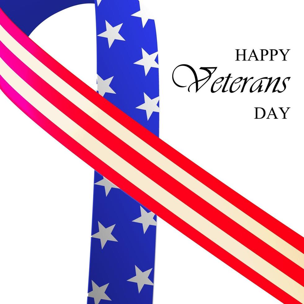 Happy Veterans Day ribbon. Red, white, and blue ribbon vector