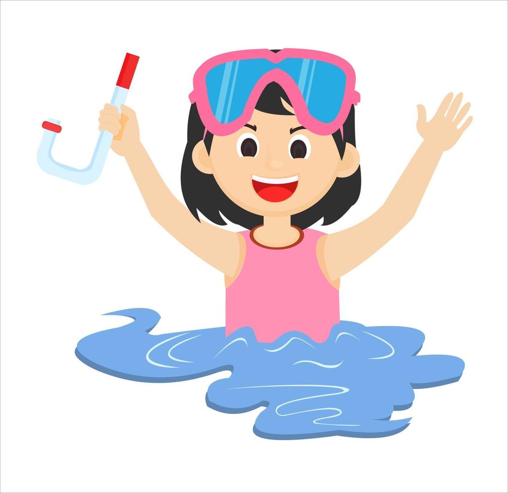 swimming child character vector