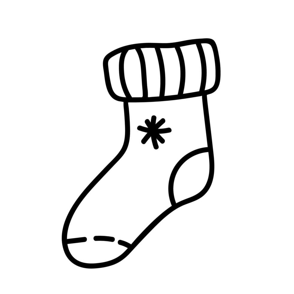 Christmas sock isolated on white background. Simple vector hand-drawn ...