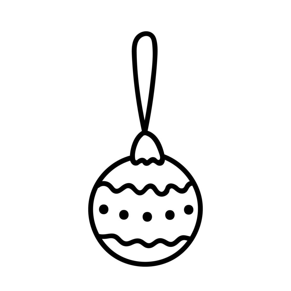 Bola de Navidad aislada sobre fondo blanco. ilustración vectorial simple dibujada a mano en estilo doodle. perfecto para tarjetas, logotipos, invitaciones, decoraciones, diseños navideños. vector