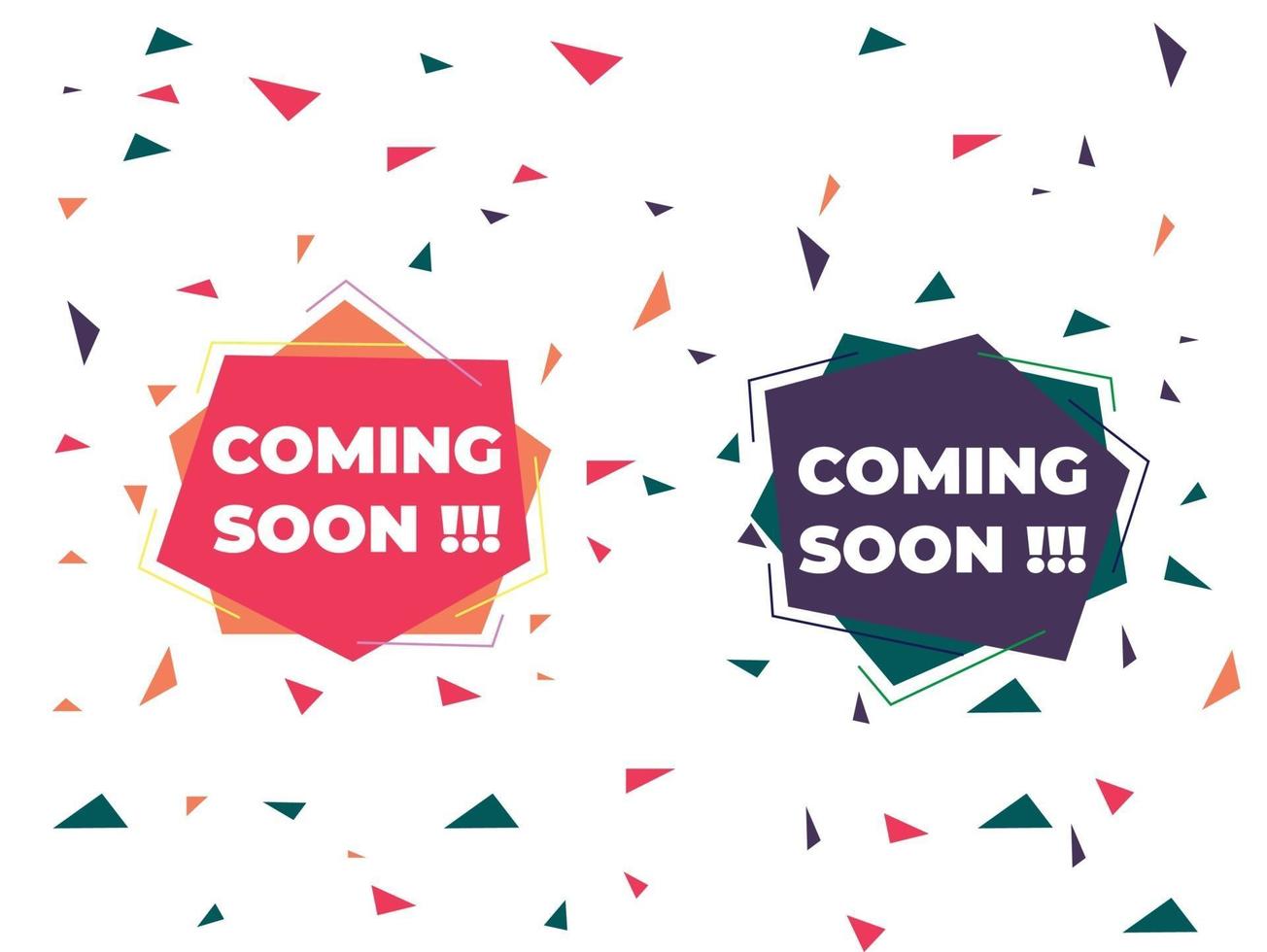 Coming soon design template, soon, announcement, advertise, stickers vector