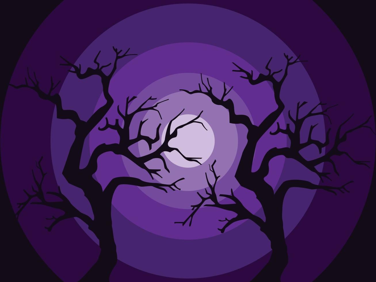 Fondo de árbol de ramitas, fondo de halloween con un árbol, halloween, árbol de miedo en la noche vector