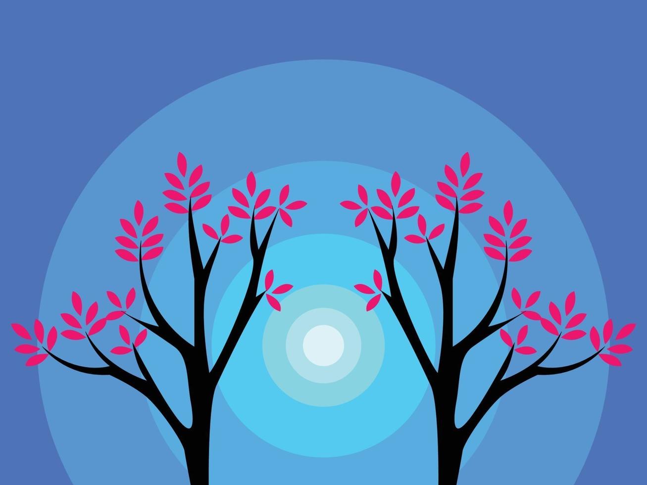 tree with moon, tree in sky blue, moon background vector