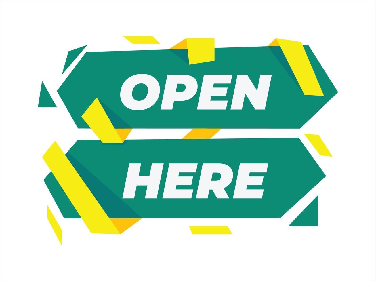 Open here, Open now banner template, open now, advertising, promotion vector