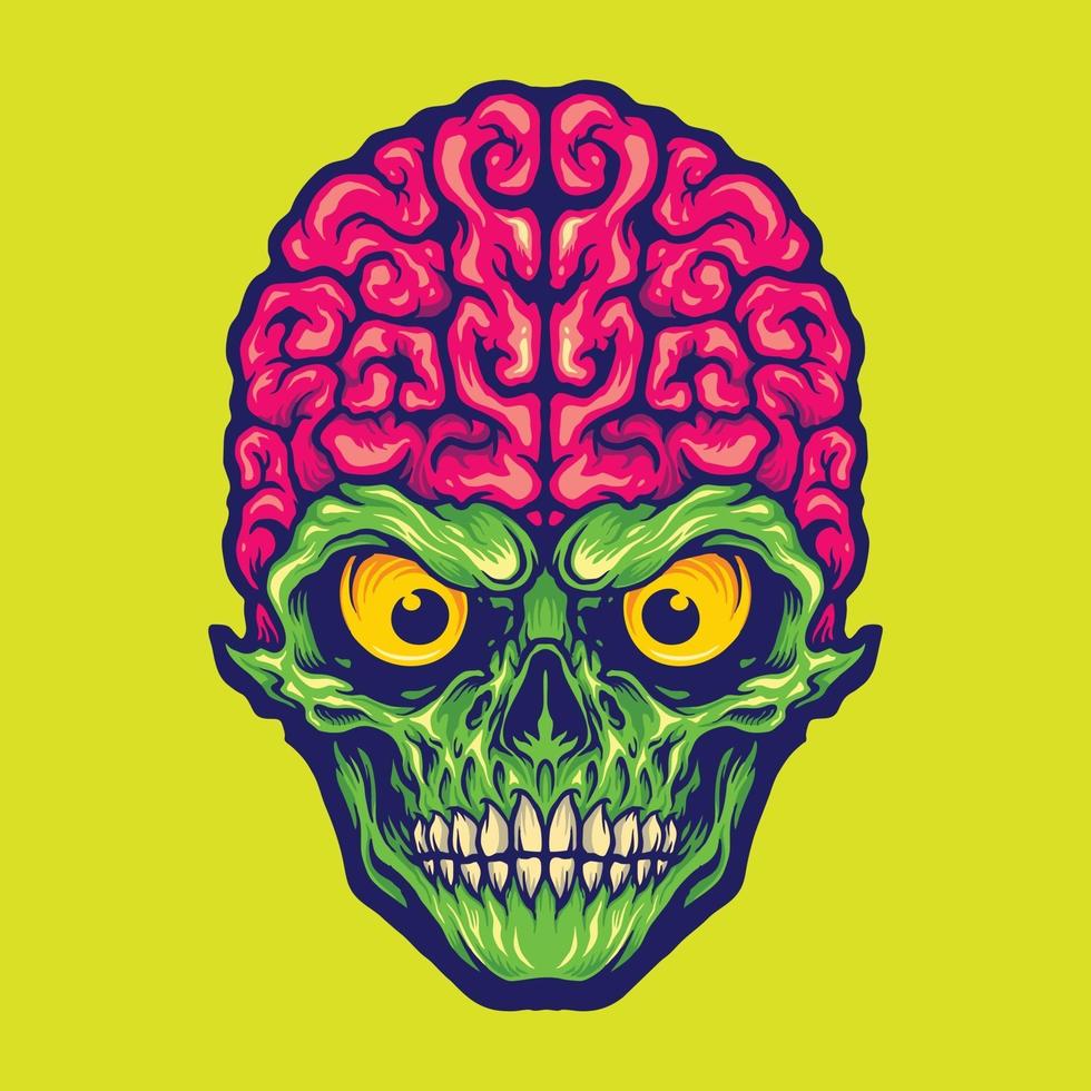 Our Brains Skull Mascot Logo Illustrations vector