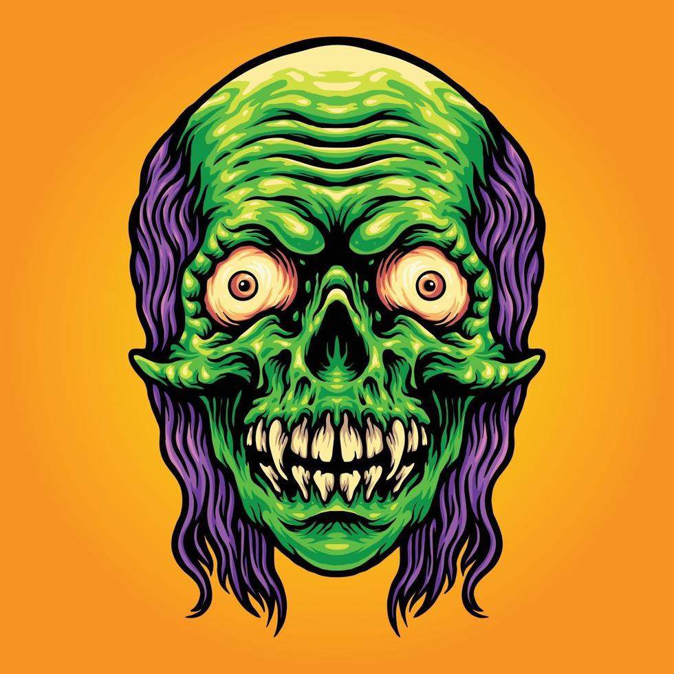 Scary Skull Zombie Mascot Illustrations vector