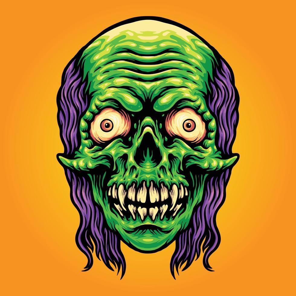 ilustraciones de scary skull zombie mascot vector