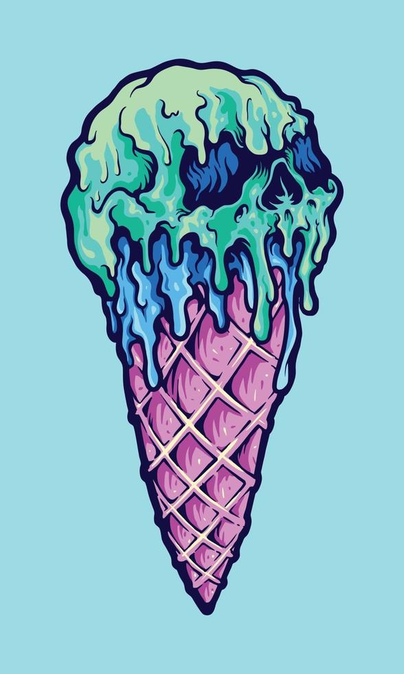 Ice cream Skull Isolated Horror Halloween vector