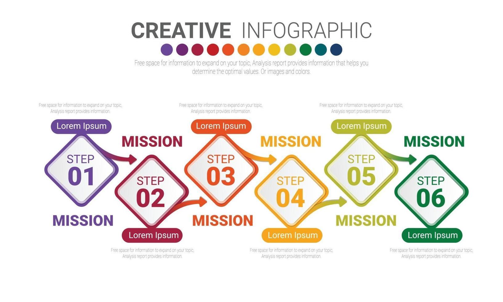 Infographic template with numbers 6 option vector