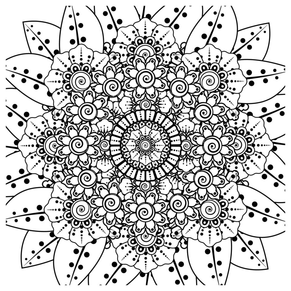 mehndi flower decorative ornament in ethnic oriental style, doodle ornament, outline hand draw. coloring book page. vector