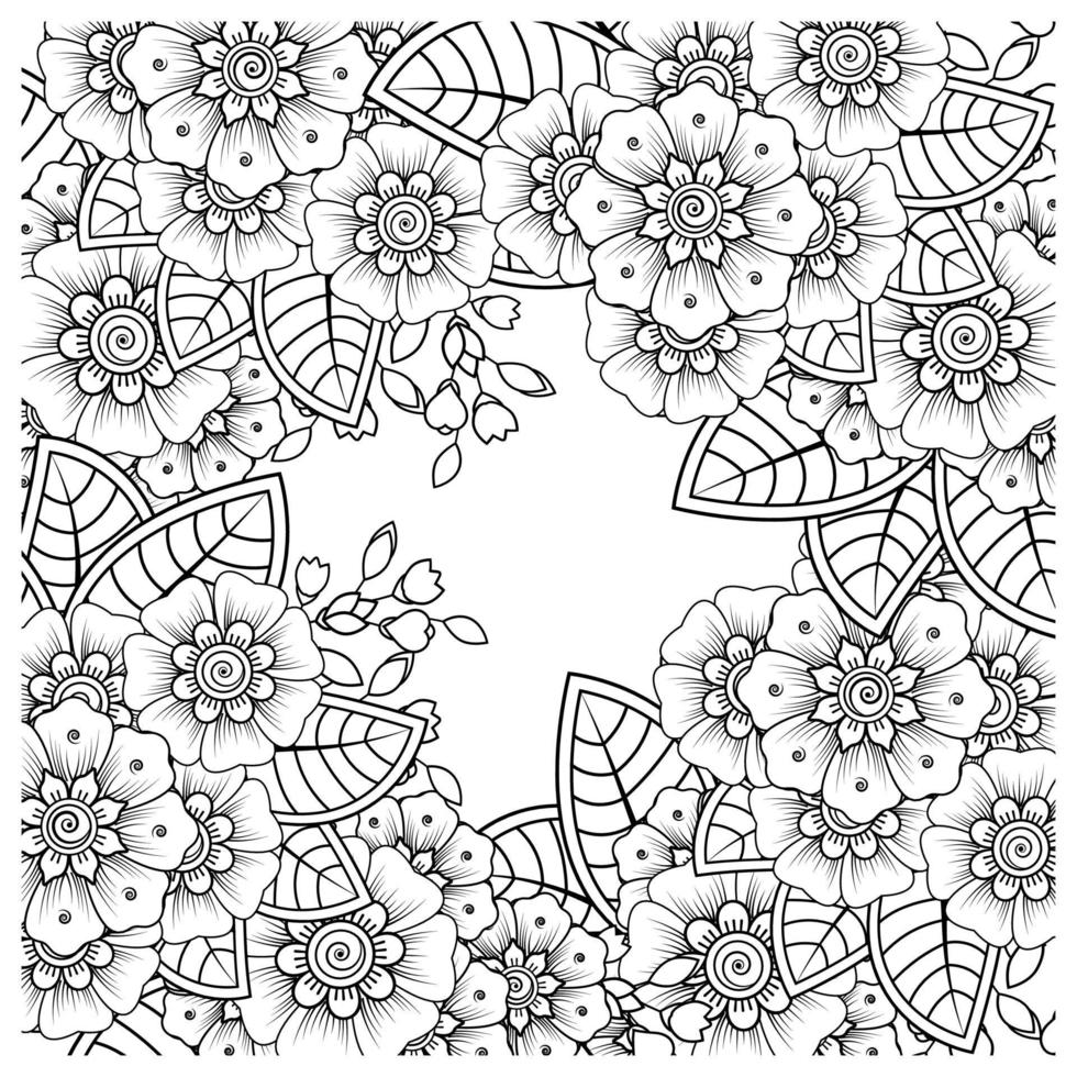 mehndi flower decorative ornament in ethnic oriental style, doodle ornament, outline hand draw. coloring book page. vector