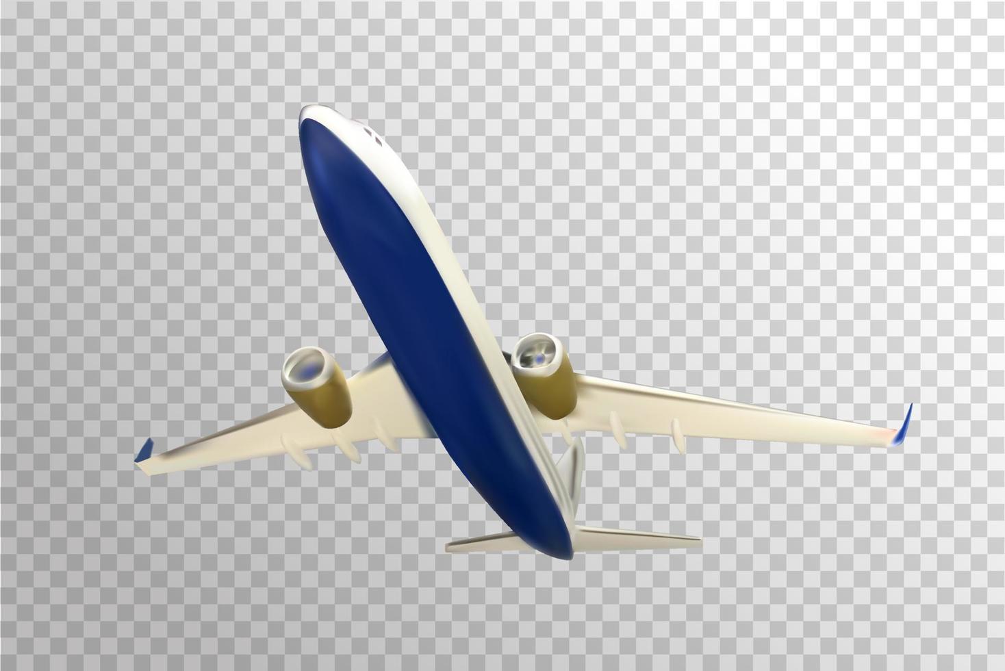 Naturalistic plane takes off. Bottom view vector