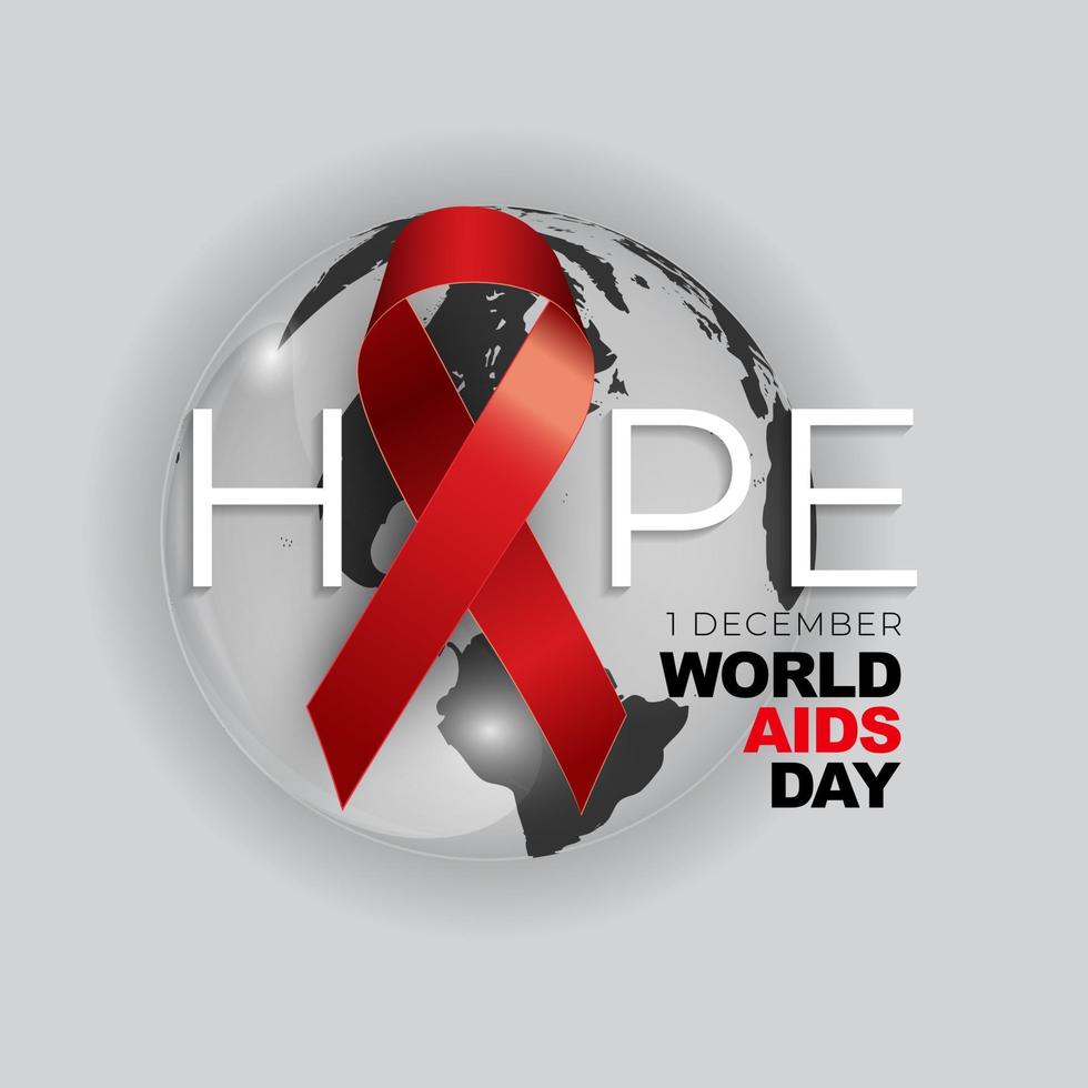 1 December World Aids Day Concept with Red Ribbon Sign vector